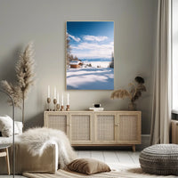 Serene Snowy Cabin Landscape National Park Poster