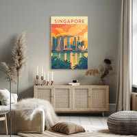 Stylized Marina Bay Singapore Artistic Travel Poster