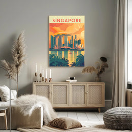 Stylized Marina Bay Singapore Artistic Travel Poster