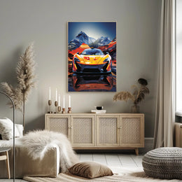 Sleek Orange Sports Car Adventure Abstract, Artistic, or Pop Culture Poster