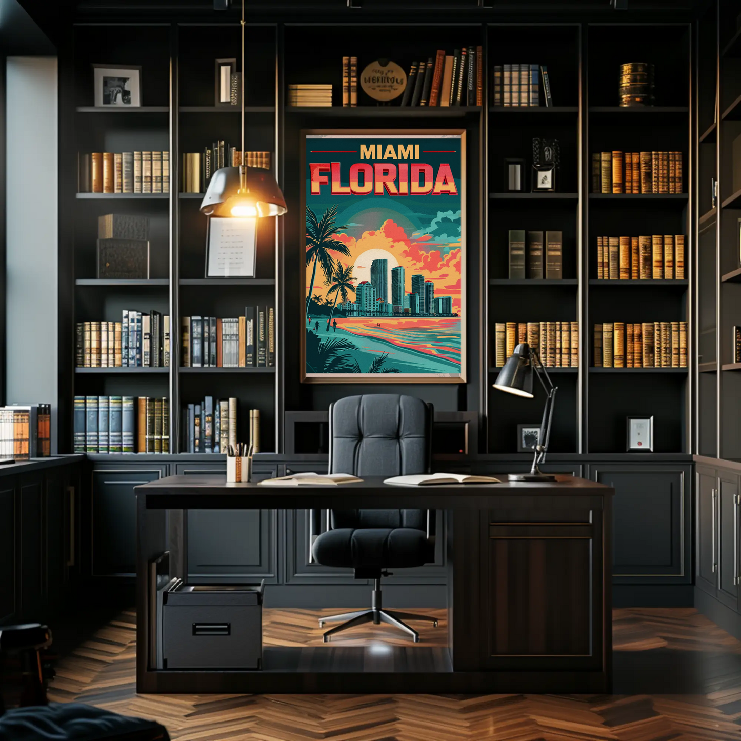 Miami Florida Sunset Vintage Poster