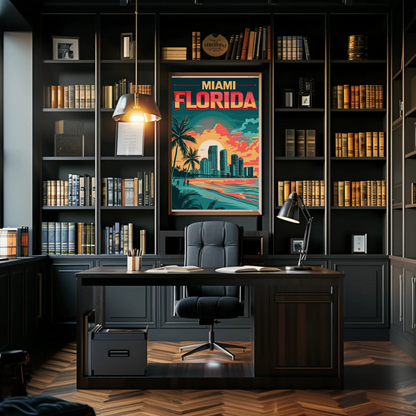 Miami Florida Sunset Vintage Poster
