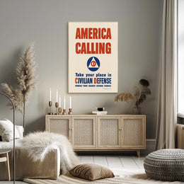 America Calling: Civilian Defense WWII Propaganda Poster