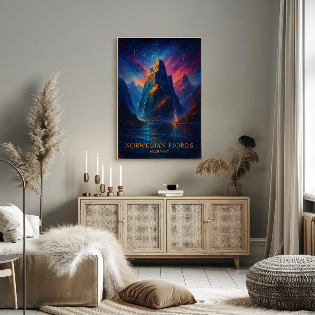 Majestic Norwegian Fjords Surreal Art Poster Print