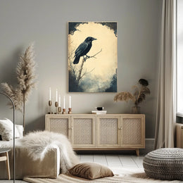 Mysterious Raven Illustrated Artistic Animal Poster
