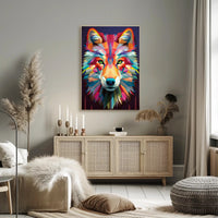 Geometric Wolf Art Poster PosterGoat