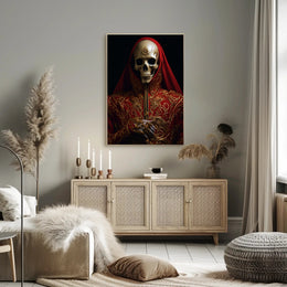 Regal Elegance In Red And Gold Poster PosterGoat