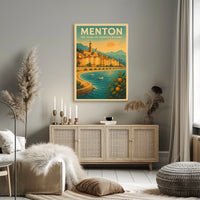 Menton Riviera Vintage Travel Poster: Coastal Elegance