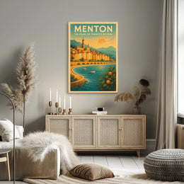 Menton Riviera Vintage Travel Poster: Coastal Elegance
