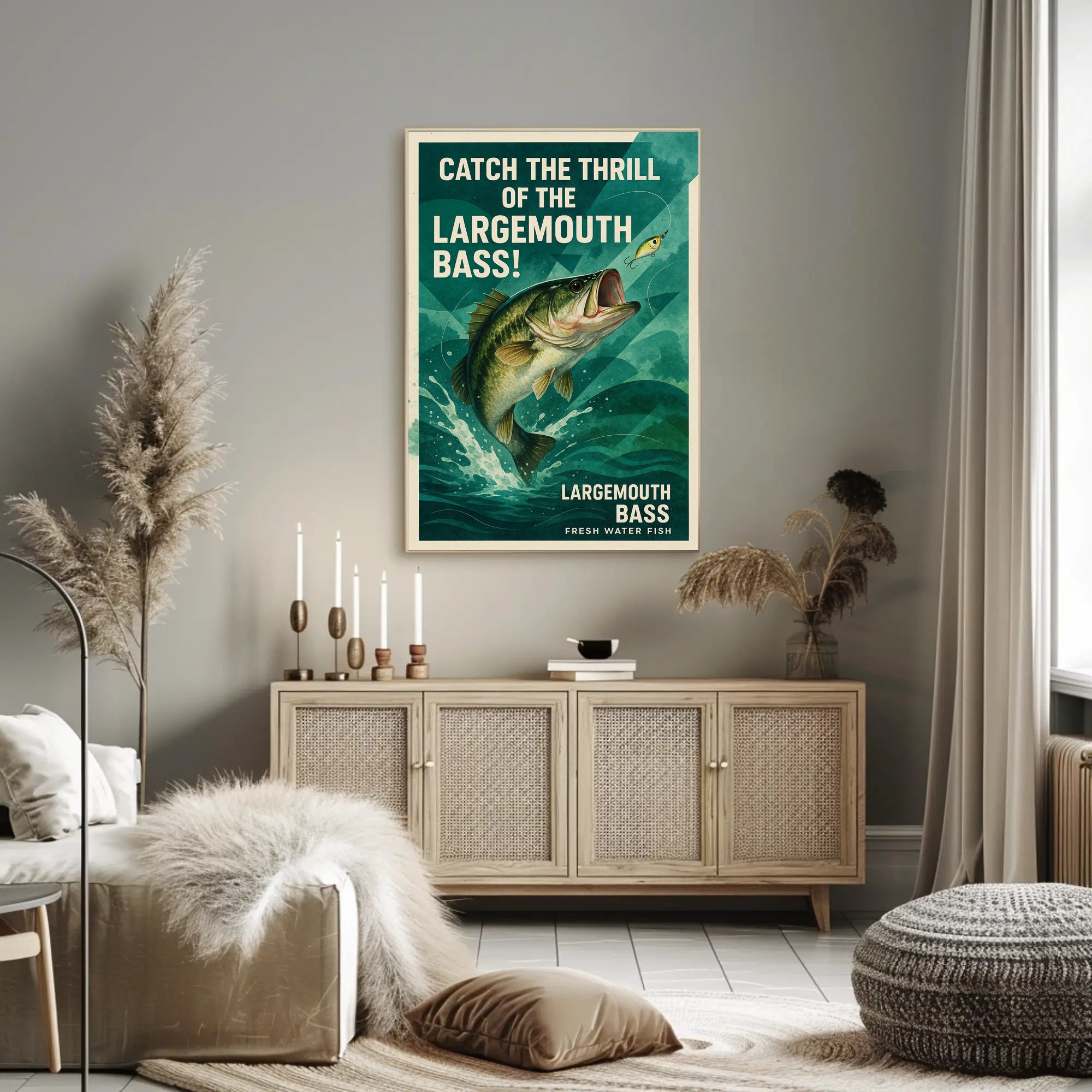 Fishing Adventure Largemouth Bass Sports Poster