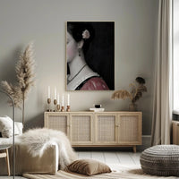 Elegant Portrait of Woman with Rose in Heritage Poster PosterGoat