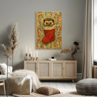 Festive Hedgehog In A Stocking Poster