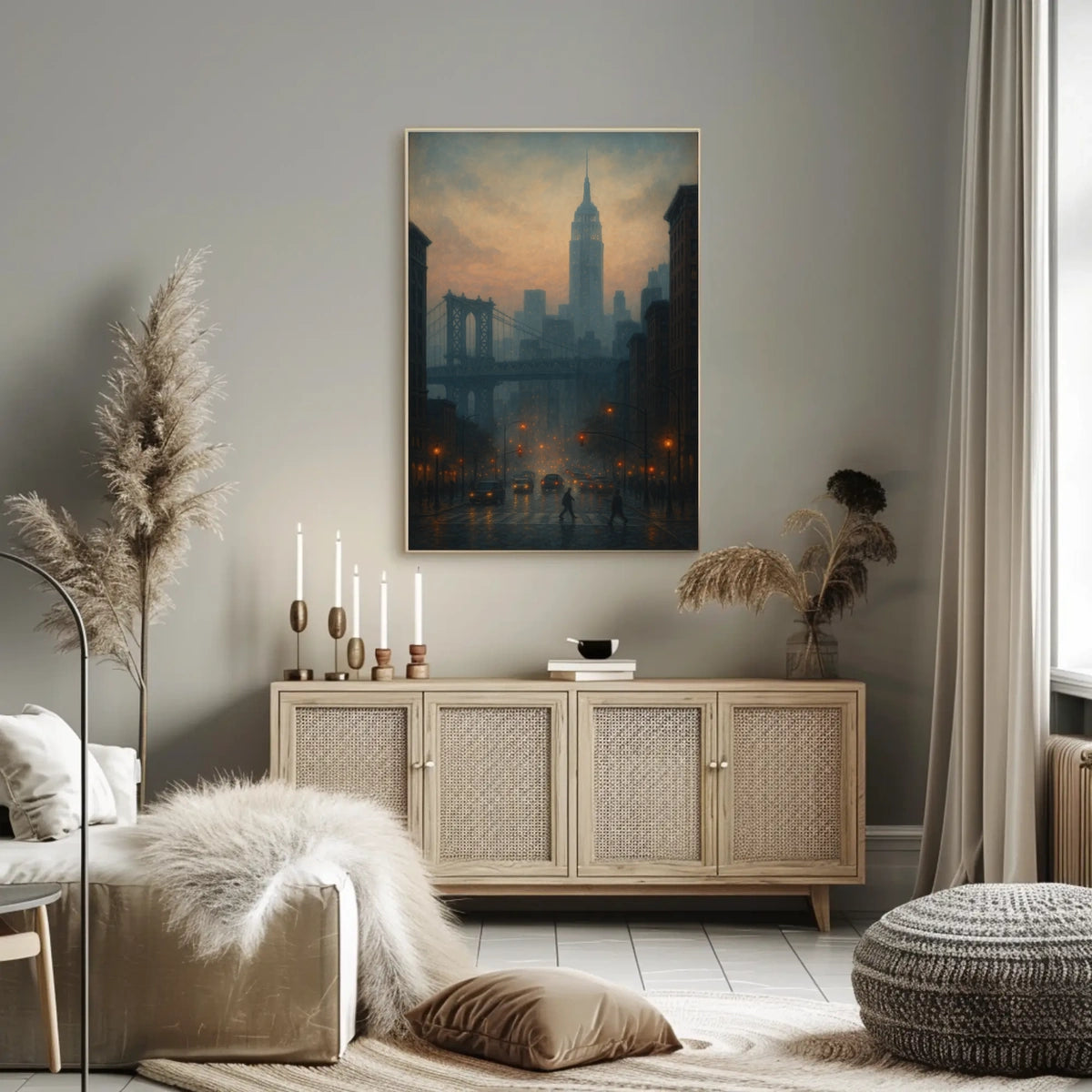 New York City Skyline Poster Abstract Moody Wall Art