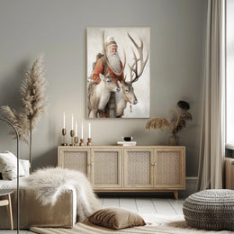 Winter Wanderer With Reindeer Poster
