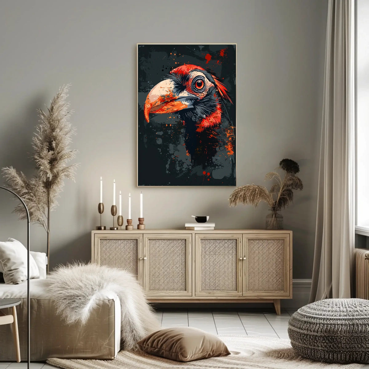 Hornbill Graffiti Art Poster: Vibrant and Dynamic