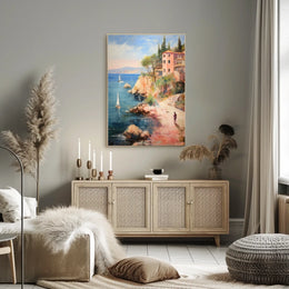 Coastal Mediterranean Cliffside View Travel Poster