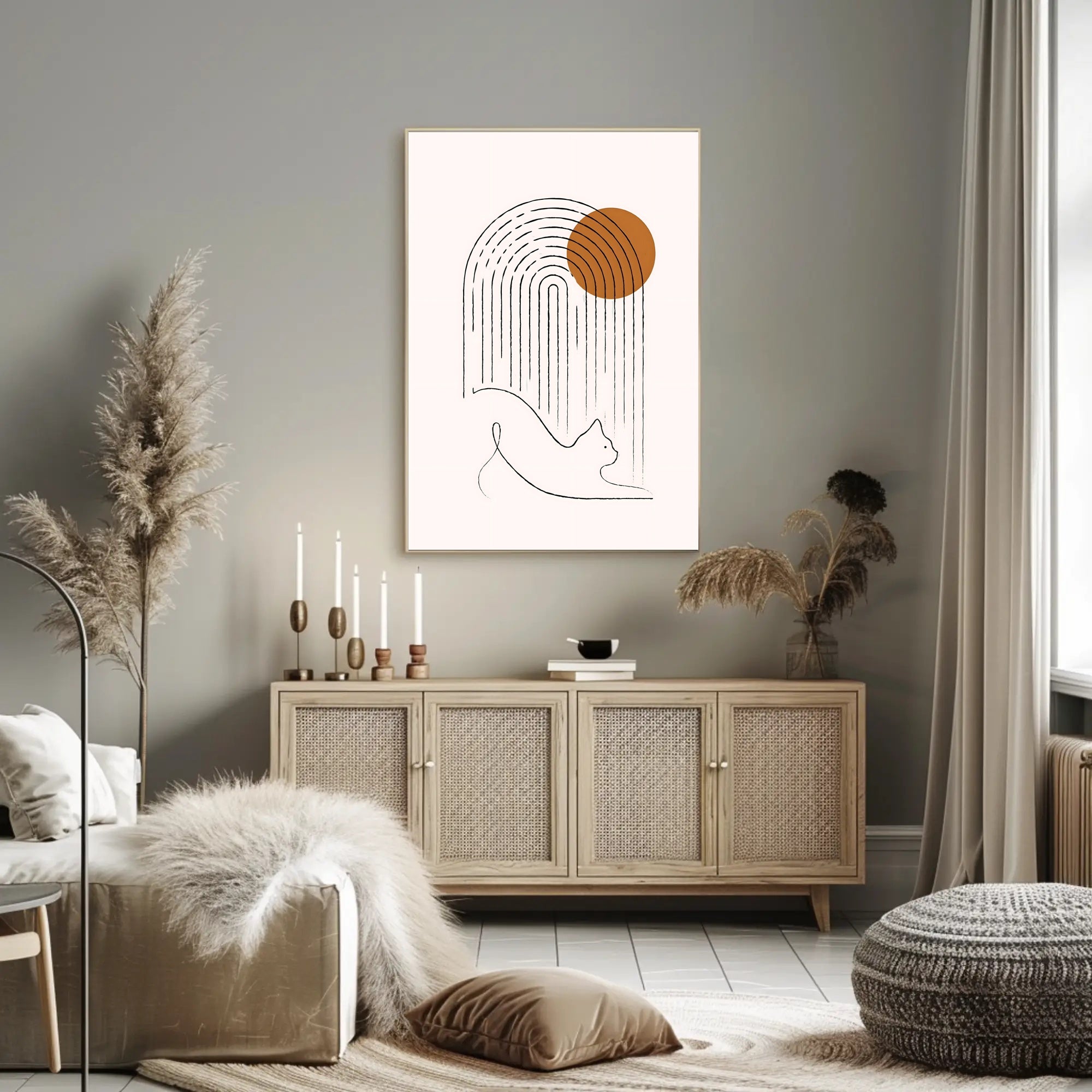 Minimalist Cat and Arch Design Poster