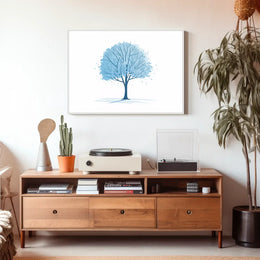 Tranquil Blue Tree Minimalist Art Print