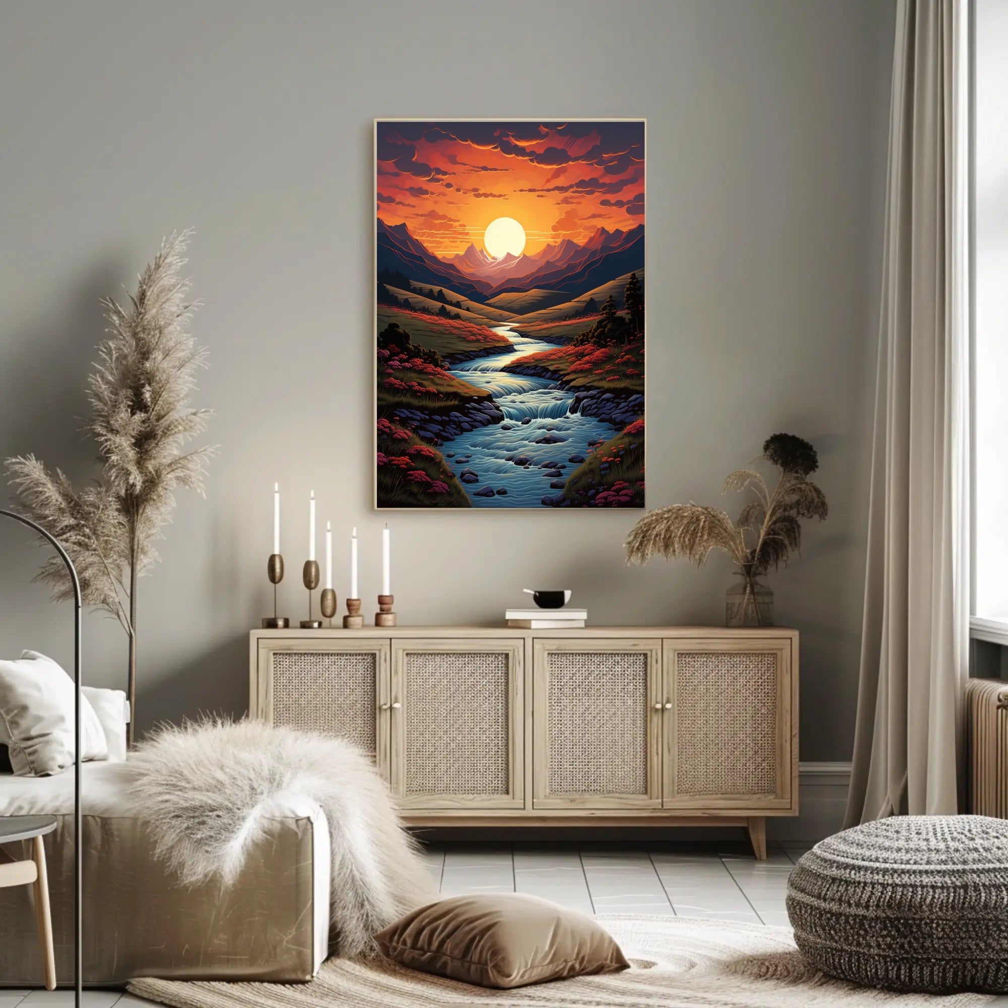 Sunset Over Serene Valley Poster