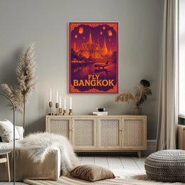 Bangkok Evening Glow Vintage Travel Poster