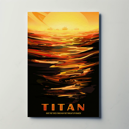 Space Exploration Poster Ride the Tides of Titan Retro Style
