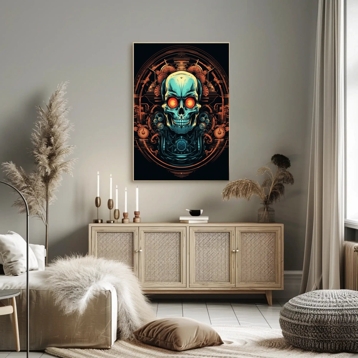 Cybernetic Skull Art Poster