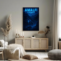 Amalfi Coast Night Serenity Poster Wall Art 18x24 Inches