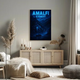 Amalfi Coast Night Serenity Poster Wall Art 18x24 Inches