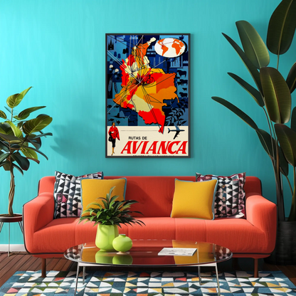 Avianca Rutas de Avianca Travel Poster (1961)