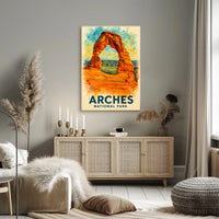 Arches National Park Watercolor Adventure Poster Art