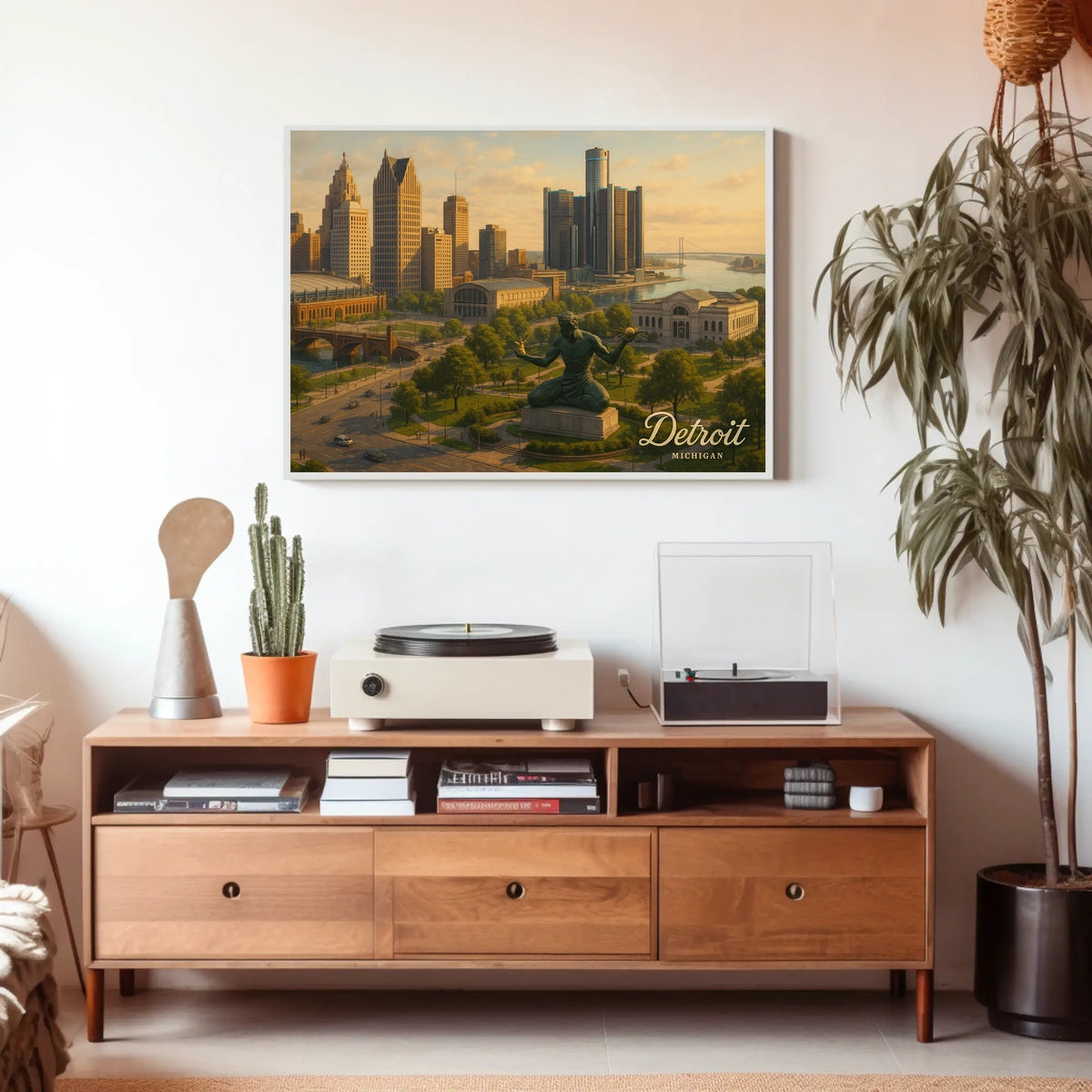Detroit Skyline Michigan Urban Travel Photography Realism Heritage Iconic Cityscape Poster