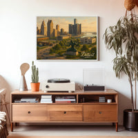 Detroit Skyline Michigan Urban Travel Photography Realism Heritage Iconic Cityscape Poster