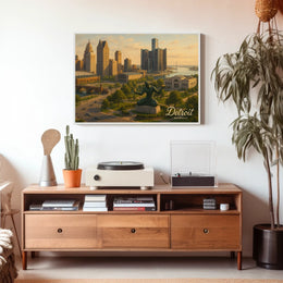 Detroit Skyline Michigan Urban Travel Photography Realism Heritage Iconic Cityscape Poster