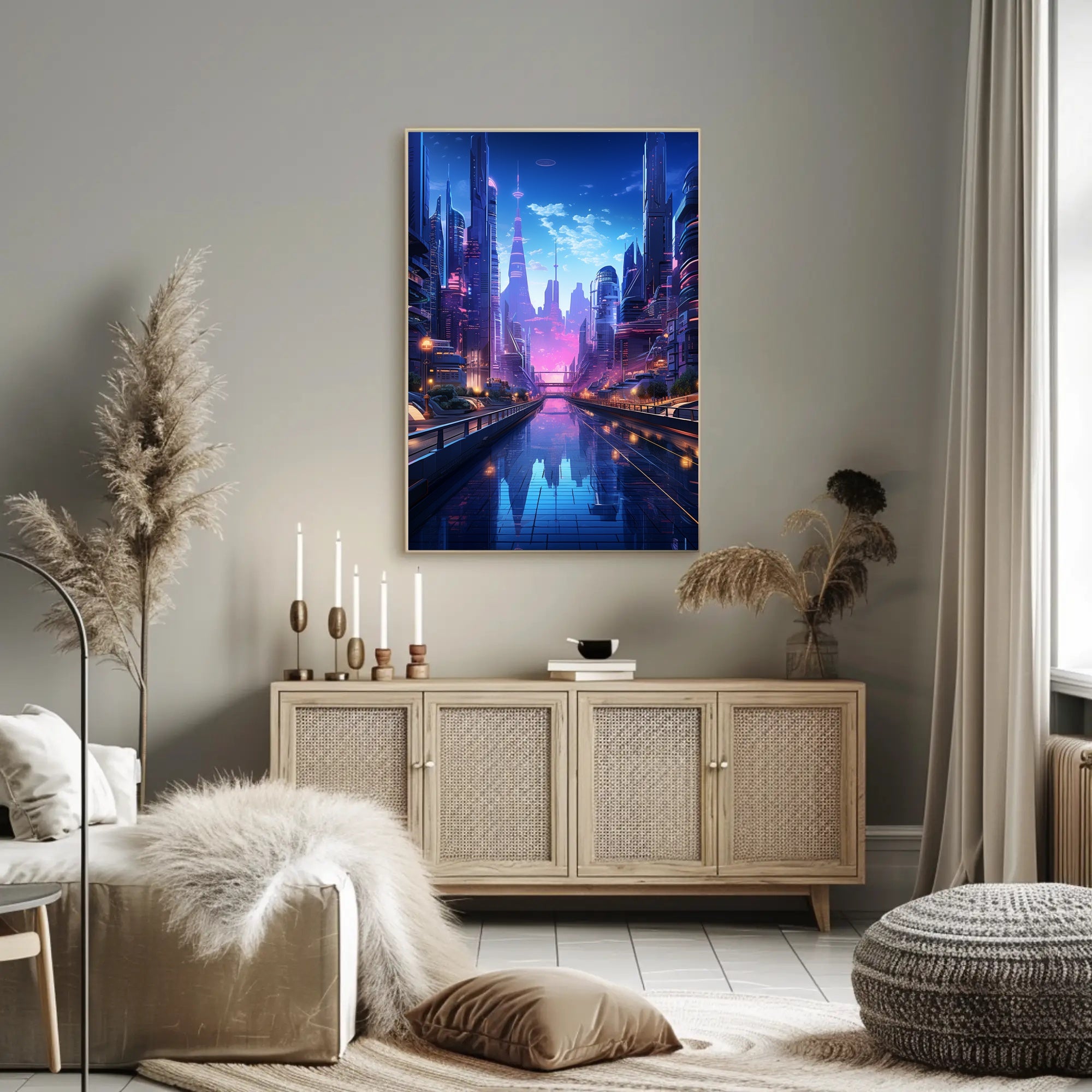 Futuristic Cityscape At Twilight Poster