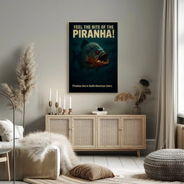 Fierce Piranha Vintage Illustration Animal Poster
