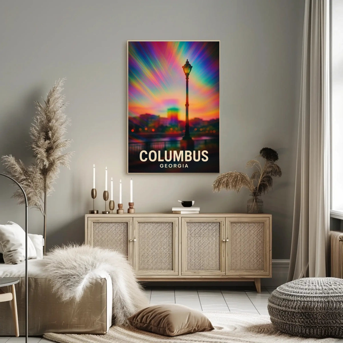Columbus Georgia Vibrant View Travel Cityscape Impressionism Digital Painting Decor Poster