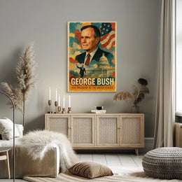 George H. W. Bush 41st President of the United States Layered Digital Collage Poster
