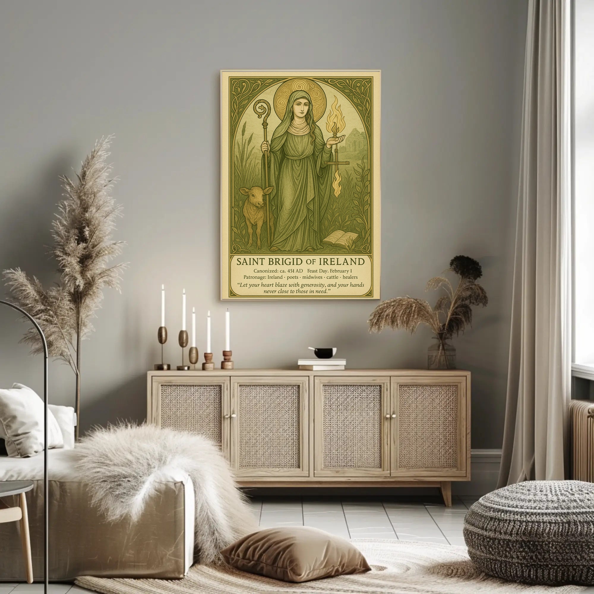 Saint Brigid of Ireland Vintage Cultural or Heritage Poster