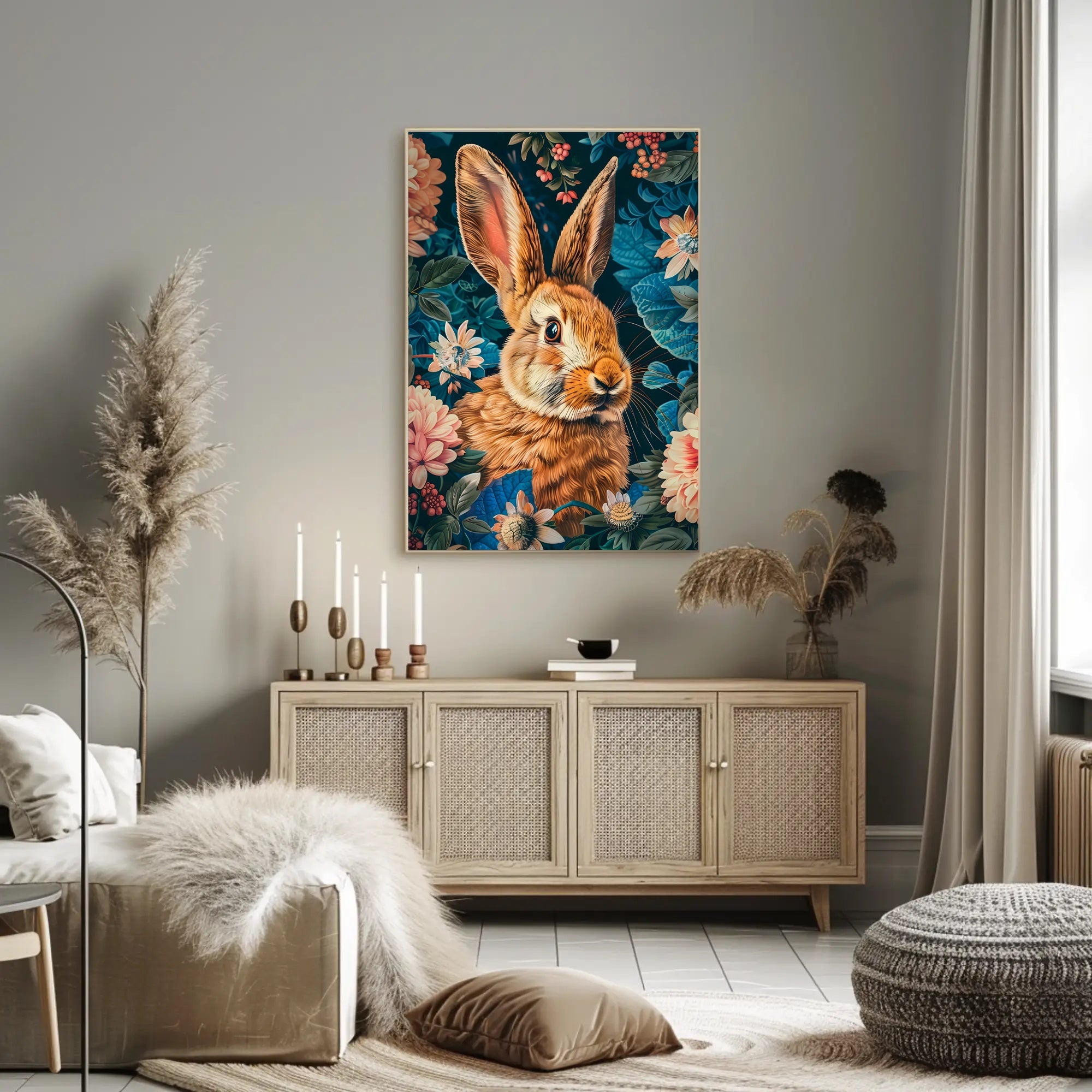 Enchanted Rabbit in Bloom Wall Art Print