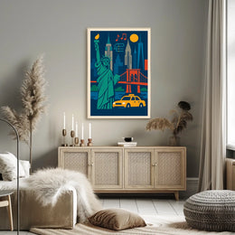 New York City Vibrant Urban Art Poster Modern Wall Art