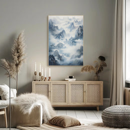 Tranquil Misty Mountains East Asian-Inspired Artistic Poster