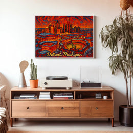 Detroit, Michigan Vibrant Cityscape Poster