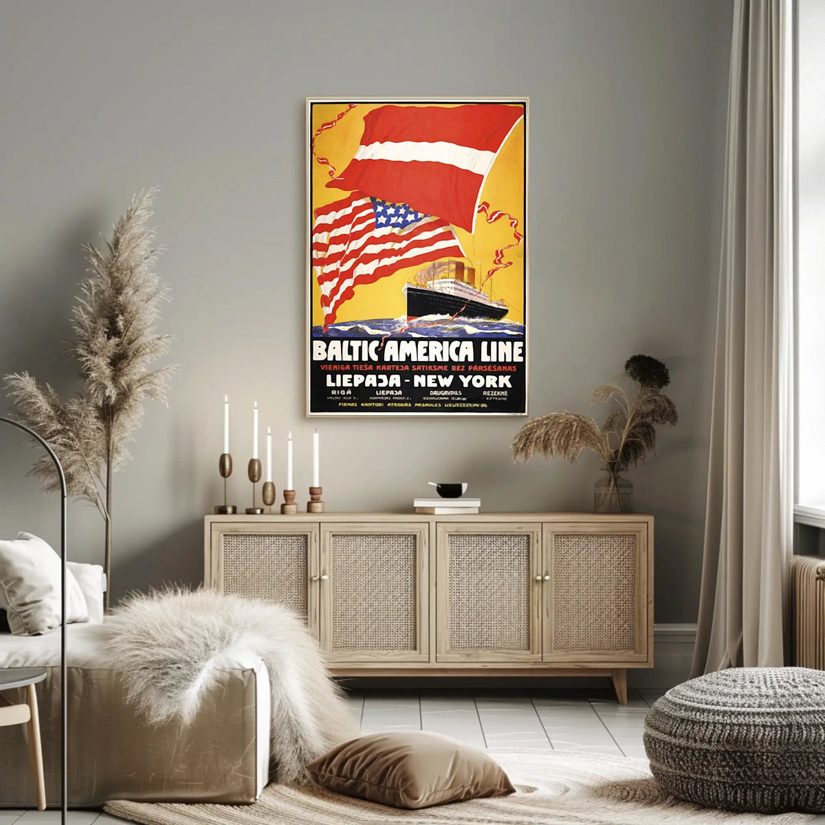 Baltic America Line Vintage Travel Poster Art