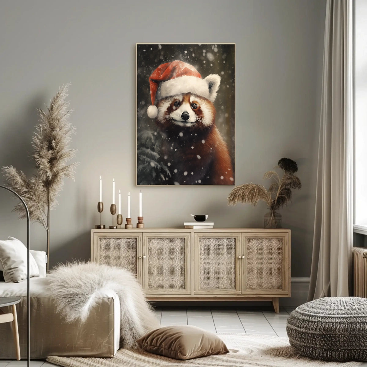 Festive Red Panda In Winter Wonderland Poster