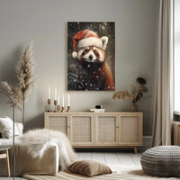 Festive Red Panda In Winter Wonderland Poster