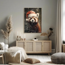 Festive Red Panda In Winter Wonderland Poster