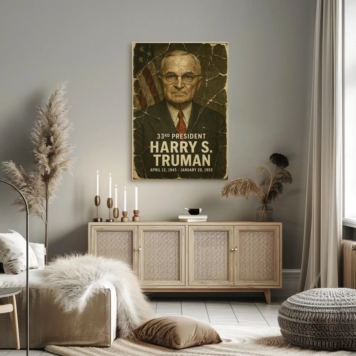 Harry S. Truman 33rd President of the United States Damaged Photograph Poster
