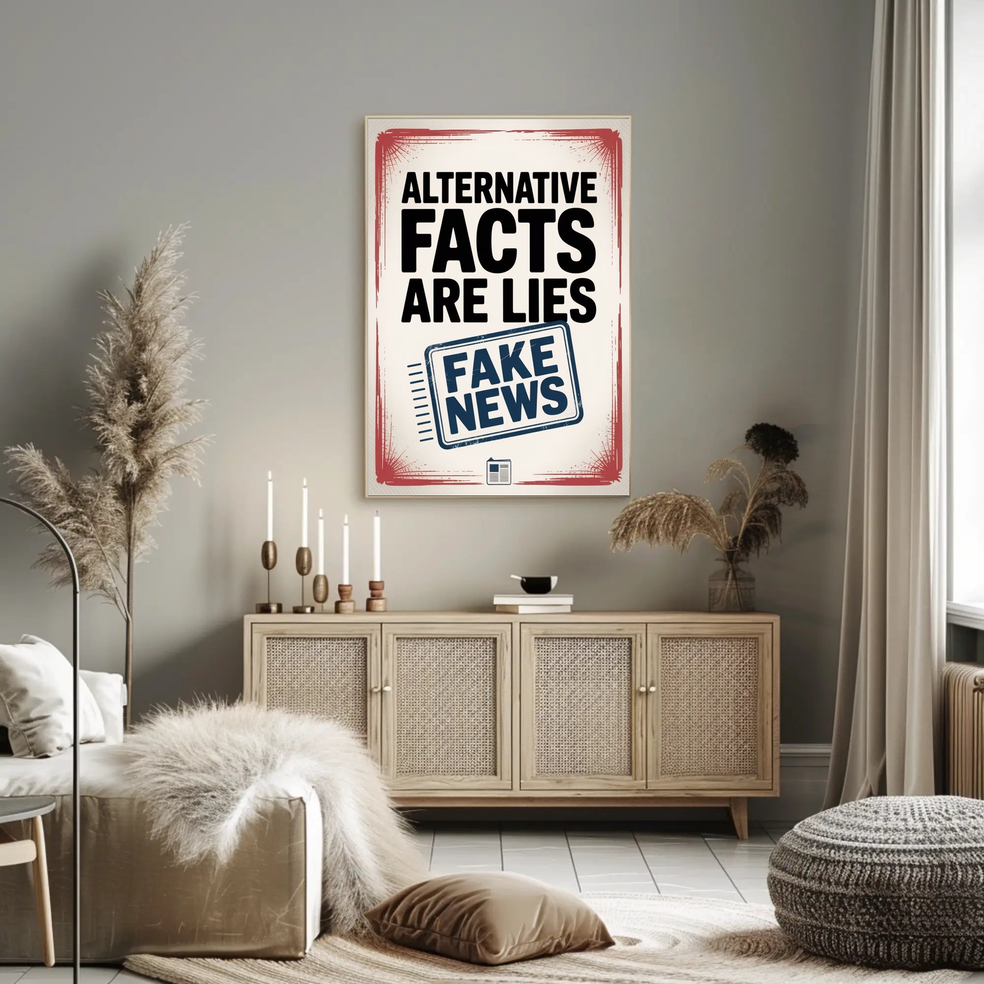 Falsehoods Critique Modern Design Political or Propaganda Poster