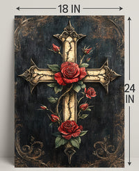 Roses And Cross Poster