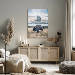 Majestic Bison In Snowfall Poster